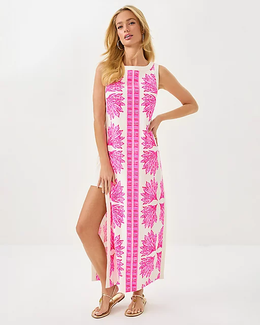 Lilly Pulitzer Eleanora Maxi Shift Romper Pink Bliss Shady Babe Engineered Romper