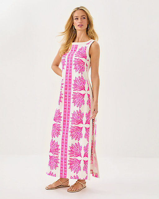 Lilly Pulitzer Eleanora Maxi Shift Romper Pink Bliss Shady Babe Engineered Romper