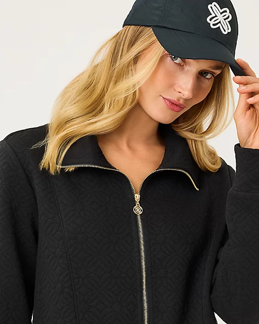 Lilly Pulitzer Eleni Zip-Up Jacket Noir Butterfly Quilted Knit