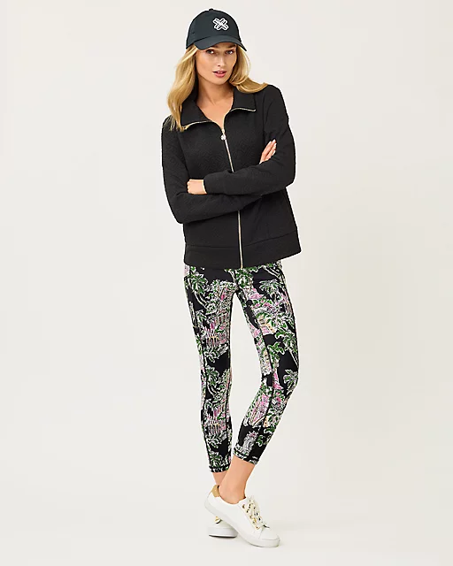 Lilly Pulitzer Eleni Zip-Up Jacket Noir Butterfly Quilted Knit