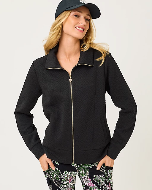 lilly pulitzer Eleni Zip-Up Jacket Noir Butterfly Quilted Knit lilly pulitzer Eleni Zip-Up Jacket Noir Butterfly Quilted Knit