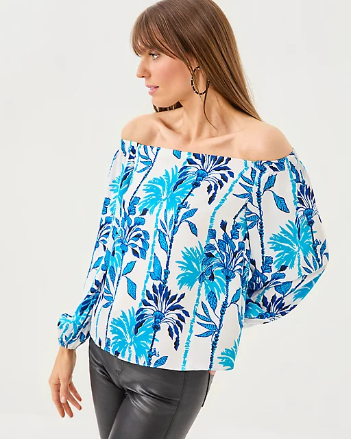 Lilly Pulitzer Elizabethany Off-the-Shoulder Top Coconut Swayin In The Breeze