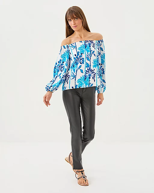 Lilly Pulitzer Elizabethany Off-the-Shoulder Top Coconut Swayin In The Breeze