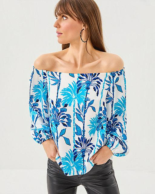 lilly pulitzer Elizabethany Off-the-Shoulder Top Coconut Swayin In The Breeze
