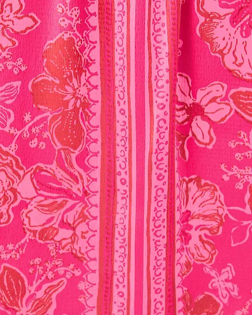 Lilly Pulitzer Elizabethany Off-the-Shoulder Top Sun Shell Pink Big Party Engineered Woven Top