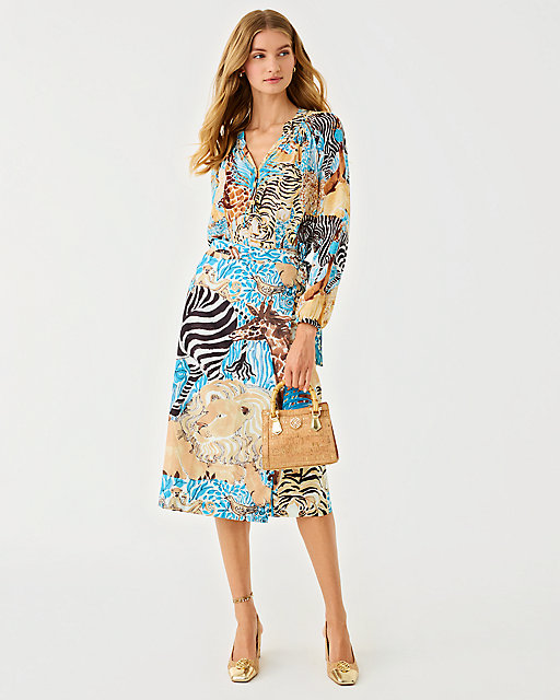 Lilly Pulitzer Elsa Silk Top Breezy Aqua Lillys Zoo