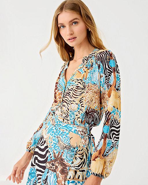 lilly pulitzer Elsa Silk Top Breezy Aqua Lillys Zoo