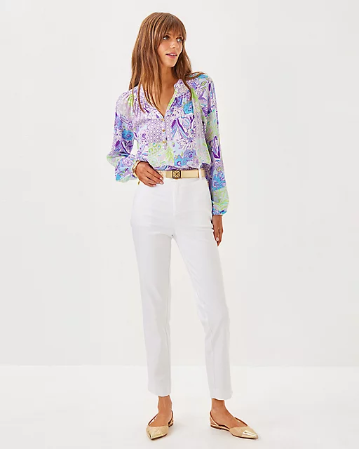 Lilly Pulitzer Elsa Silk Top Multi Juicy Story Patch