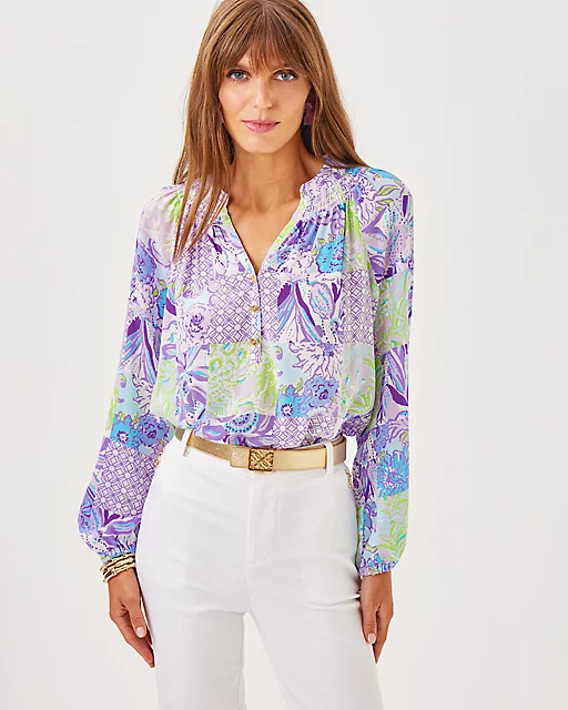 lilly pulitzer Elsa Silk Top Multi Juicy Story Patch