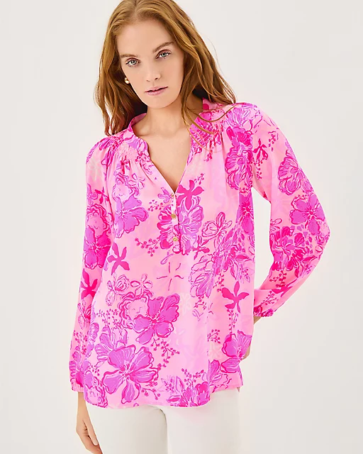 Lilly Pulitzer Elsa Silk Top Parigi Pink Supporting Squad