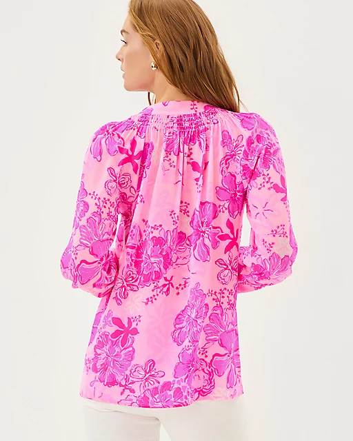 Lilly Pulitzer Elsa Silk Top Parigi Pink Supporting Squad