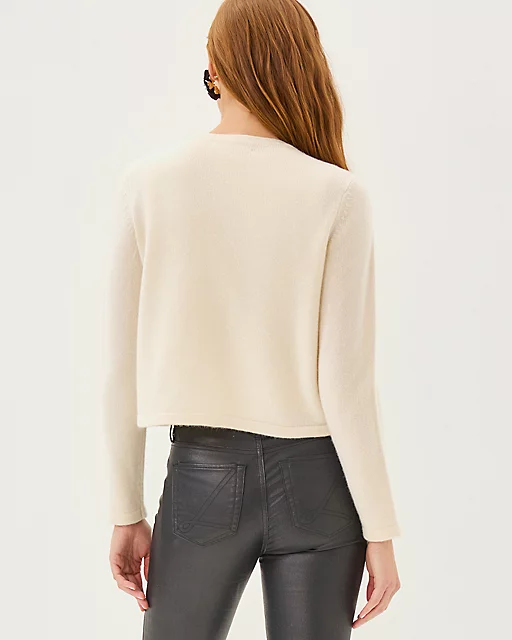 Lilly Pulitzer Emmarose Embroidered Cashmere Sweater Set Coconut Dahlia Embroidery