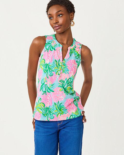 Lilly Pulitzer Essie Tank Top Blue Ibiza Pineapple Shake