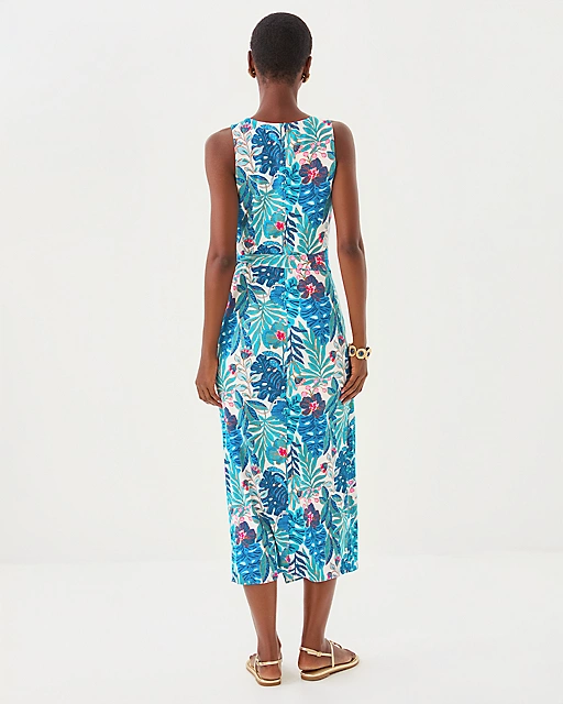 Lilly Pulitzer Estela Midi Dress Breezy Aqua Best Fronds Forever