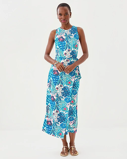 lilly pulitzer Estela Midi Dress Breezy Aqua Best Fronds Forever