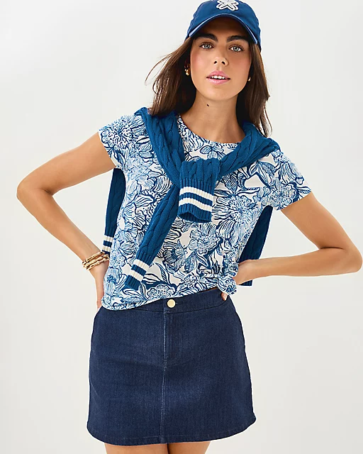 Lilly Pulitzer Etta Scoop Neck Top Coconut Unforgettable