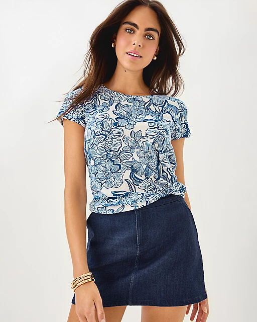 lilly pulitzer Etta Scoop Neck Top Coconut Unforgettable