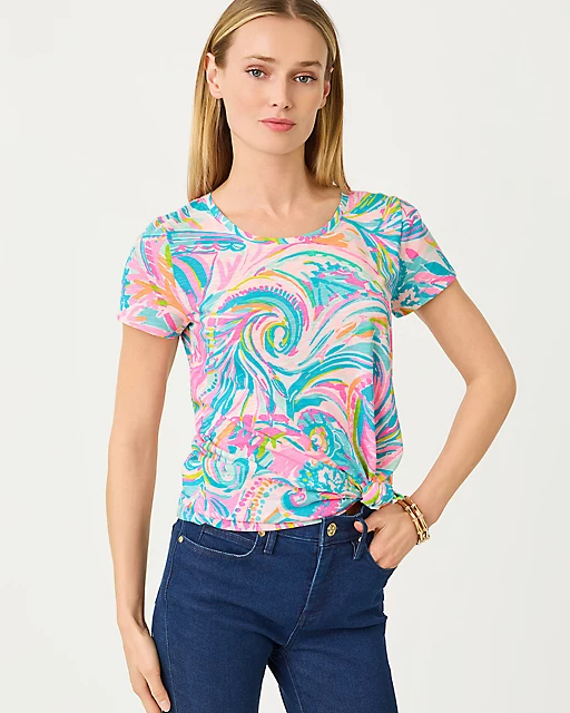Lilly Pulitzer Etta Scoop Neck Top Multi Carnivale Coral