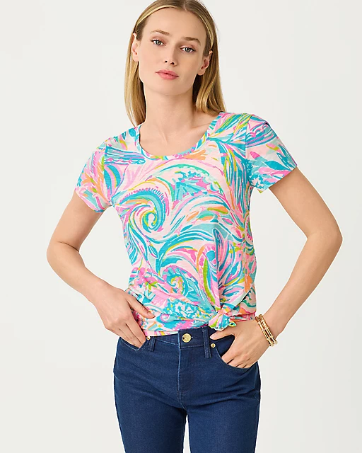 lilly pulitzer Etta Scoop Neck Top Multi Carnivale Coral