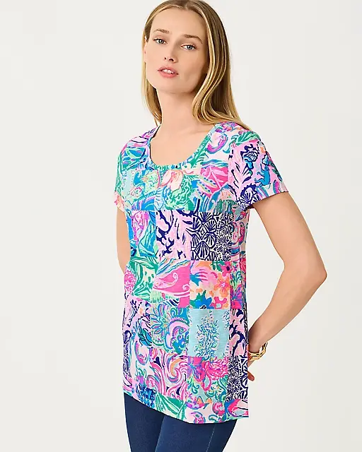 Lilly Pulitzer Etta Scoop Neck Top Multi Patch To Match
