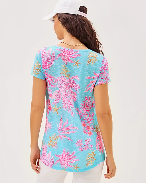 Lilly Pulitzer Etta Scoop Neck Top Multi Royal Coral