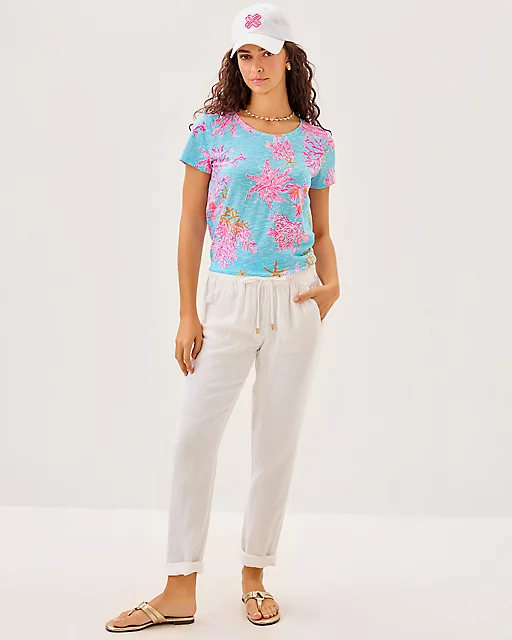 Lilly Pulitzer Etta Scoop Neck Top Multi Royal Coral