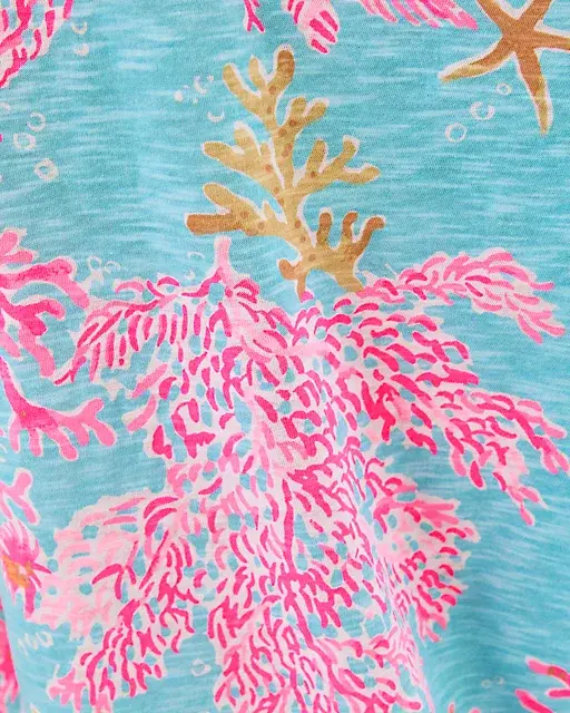 Lilly Pulitzer Etta Scoop Neck Top Multi Royal Coral
