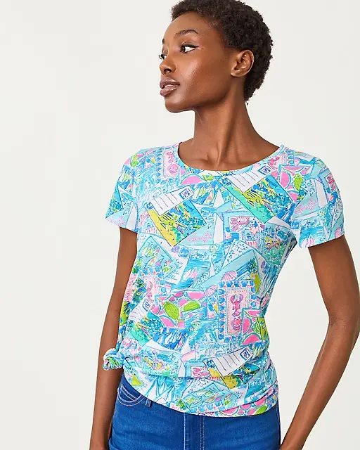 Lilly Pulitzer Etta Scoop Neck Top Multi Wish You Were Here