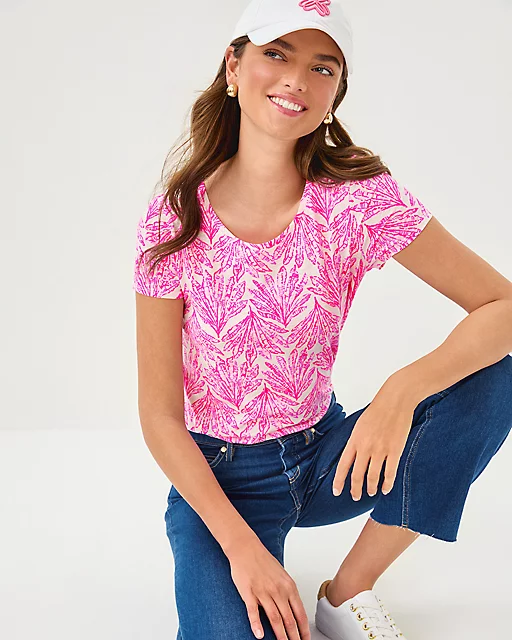 Lilly Pulitzer Etta Scoop Neck Top Pink Bliss Shady Babe