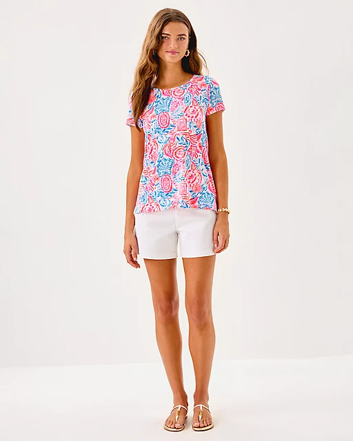 Lilly Pulitzer Etta Scoop Neck Top Resort White Lil Sun Sea Sand
