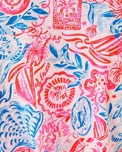 Lilly Pulitzer Etta Scoop Neck Top Resort White Lil Sun Sea Sand