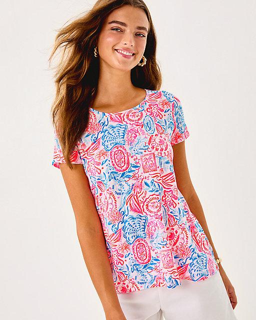 lilly pulitzer Etta Scoop Neck Top Resort White Lil Sun Sea Sand