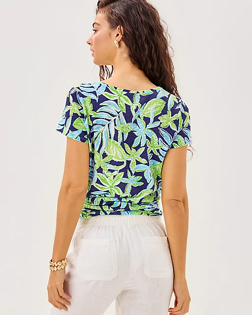 Lilly Pulitzer Etta Scoop Neck Top Sapphire Pool Tropical Tango