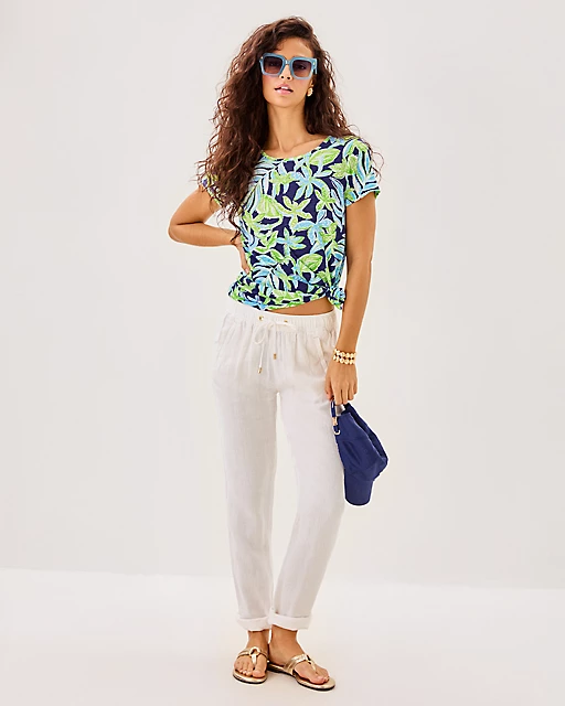 Lilly Pulitzer Etta Scoop Neck Top Sapphire Pool Tropical Tango