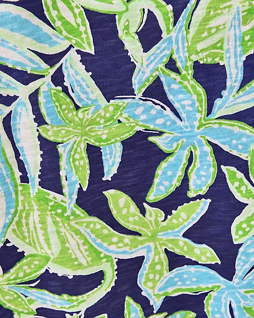 Lilly Pulitzer Etta Scoop Neck Top Sapphire Pool Tropical Tango