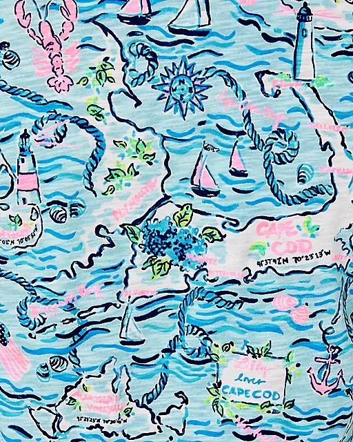 Lilly Pulitzer Etta V-Neck Top Bali Blue Lilly Loves Cape Cod