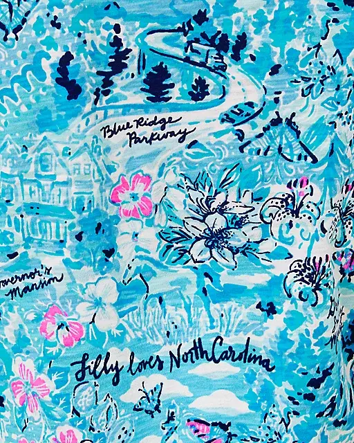 Lilly Pulitzer Etta V-Neck Top Blue Peri Lilly Loves North Carolina