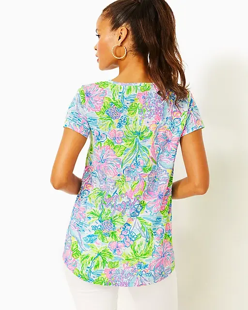 Lilly Pulitzer Etta V-Neck Top Multi Lilly Loves Hawaii