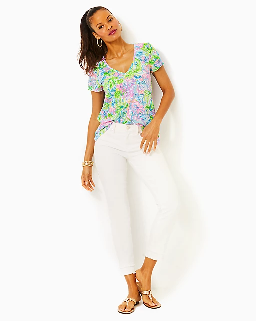 Lilly Pulitzer Etta V-Neck Top Multi Lilly Loves Hawaii