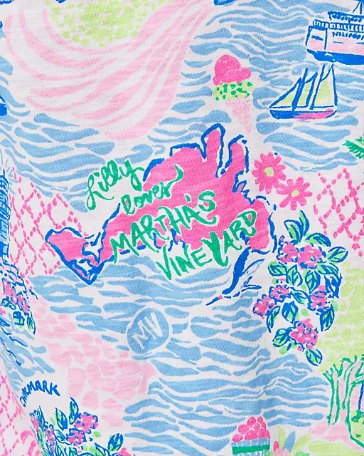 Lilly Pulitzer Etta V-Neck Top Multi Lilly Loves Marthas Vineyard