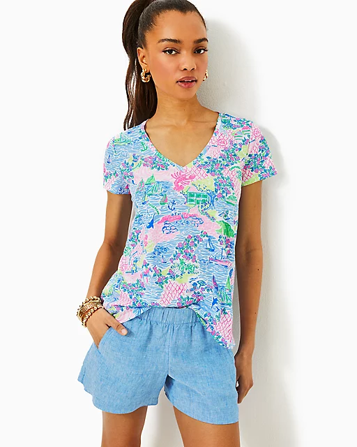 lilly pulitzer Etta V-Neck Top Multi Lilly Loves Marthas Vineyard