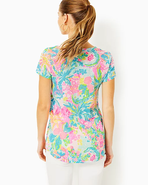 Lilly Pulitzer Etta V-Neck Top Multi Sunshine State Of Mind