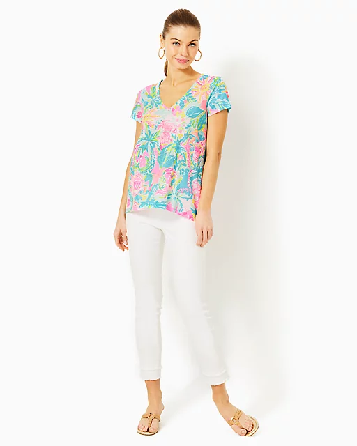 Lilly Pulitzer Etta V-Neck Top Multi Sunshine State Of Mind