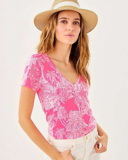 lilly pulitzer Etta V-Neck Top Roxie Pink Pb Anniversary Toile