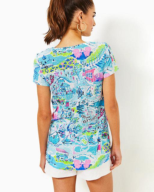 Lilly Pulitzer Etta V-Neck Top Whisper Blue Lilly Loves Nantucket