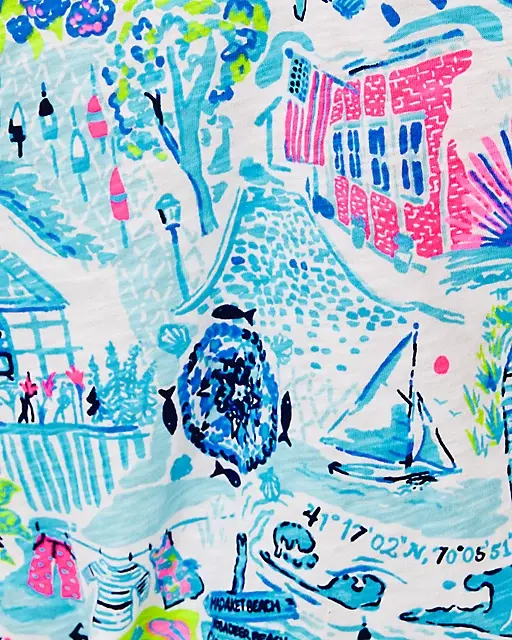 Lilly Pulitzer Etta V-Neck Top Whisper Blue Lilly Loves Nantucket