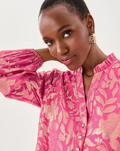 Lilly Pulitzer Evaline Silk Dress Sun Shell Pink Floral Bloom Silk Clip