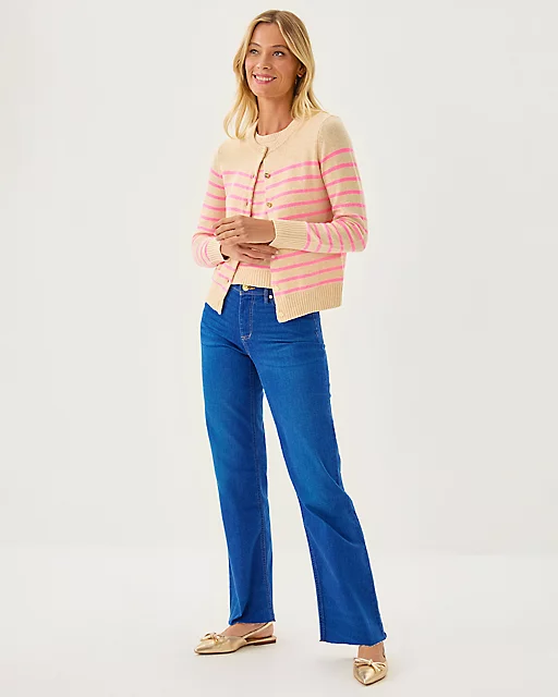 Lilly Pulitzer Fairley Stripe Sweater Set Heathered Wicker Tan Irisistable Stripe