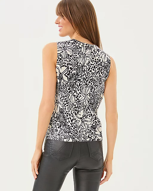 Lilly Pulitzer Fairley Sweater Shell Top Onyx Lots To Spot