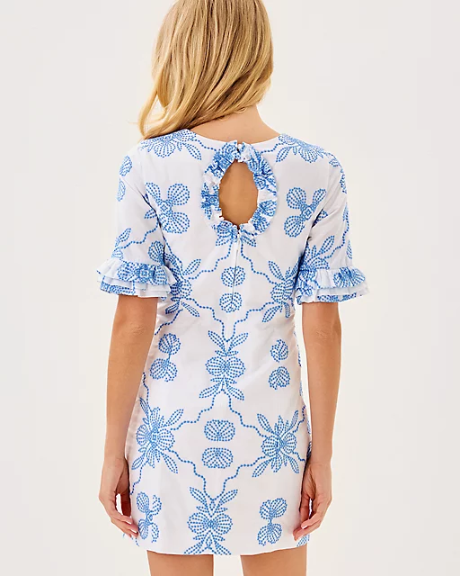 Lilly Pulitzer Fiesta Dress Sunwashed Blue Al Fresco Dot Embroidery